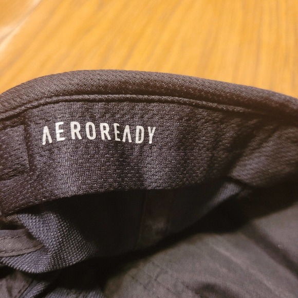 Adidas Hat Cap Strap Back Black White Logo Aeroready Lightweight Athletic Mens - Picture 11 of 12